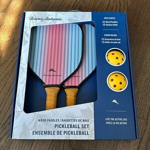 NEW Tommy Bahama Red And Blue Striped PICKLEBALL Paddle SET